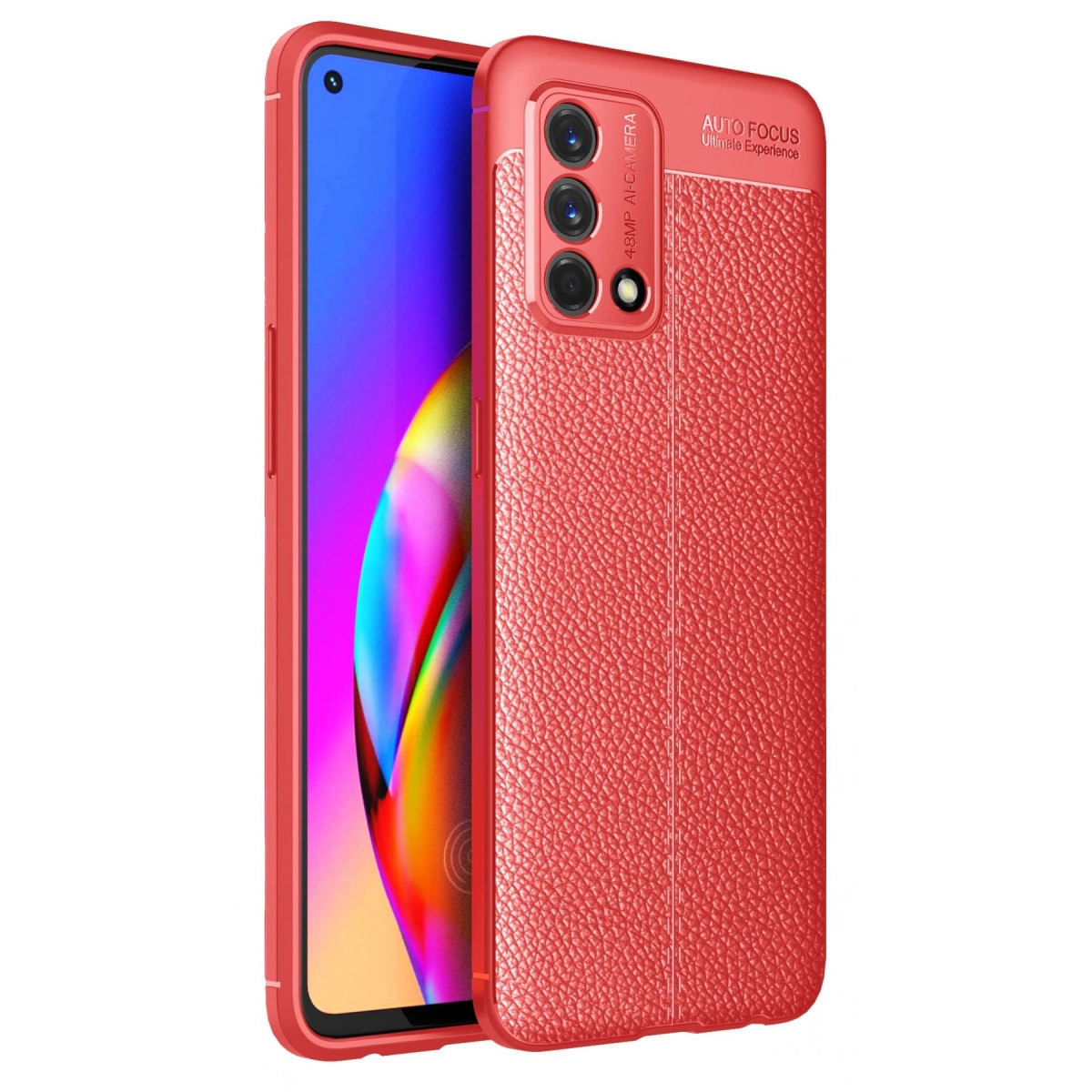 NEWFACE Oppo A74 4G Uyumlu Auto Focus Kapak Telefon Kılıfı Kırmızı