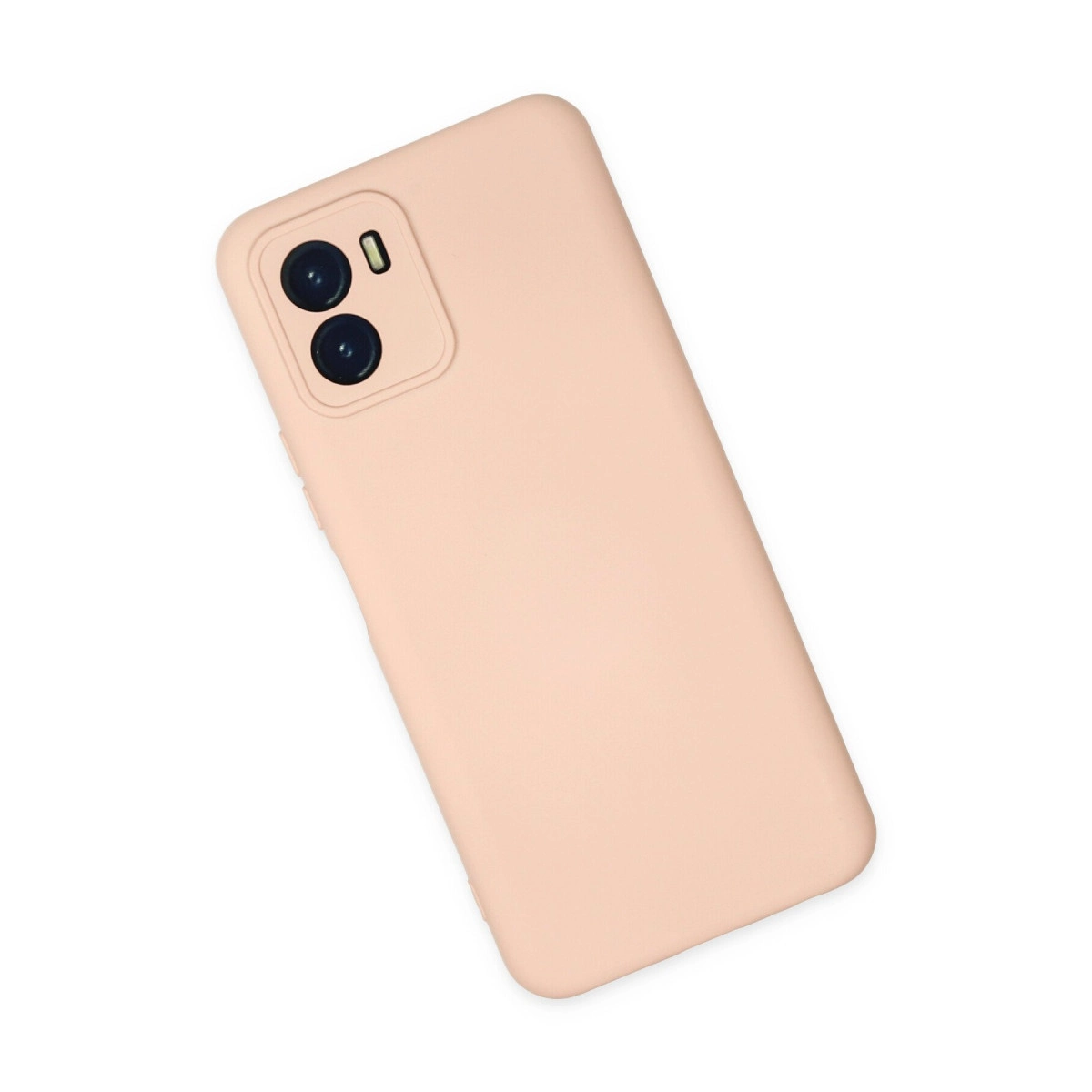 İki kamera lensi ve flaşlı şeftali rengi telefon kılıfı.