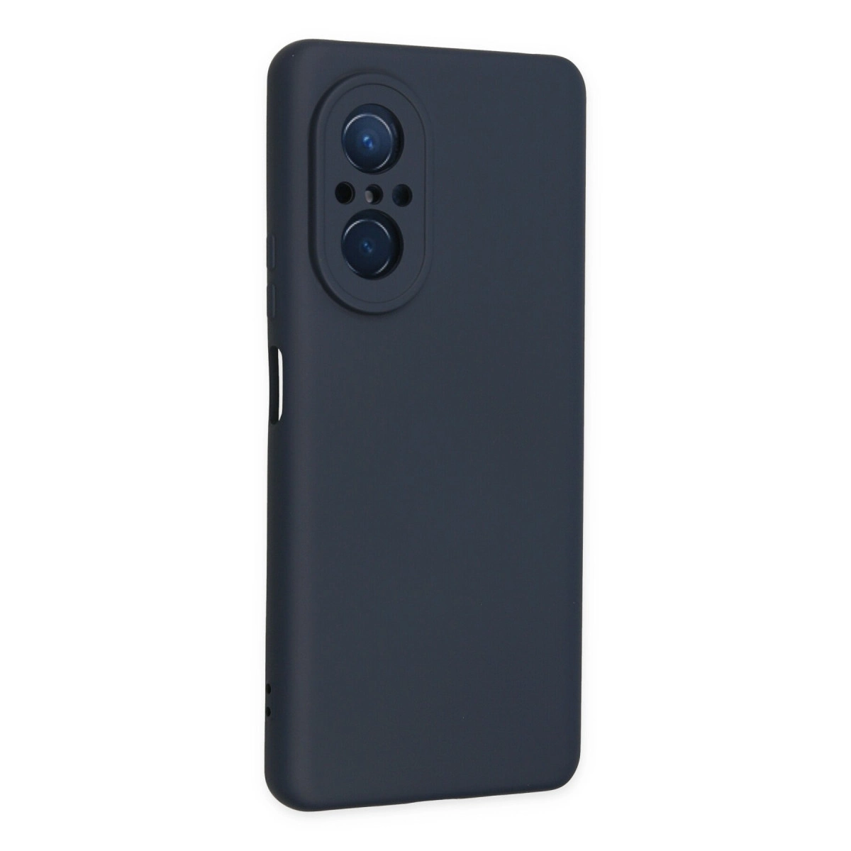 İki arka kameraya sahip lacivert telefon kılıfı, sade tasarım.