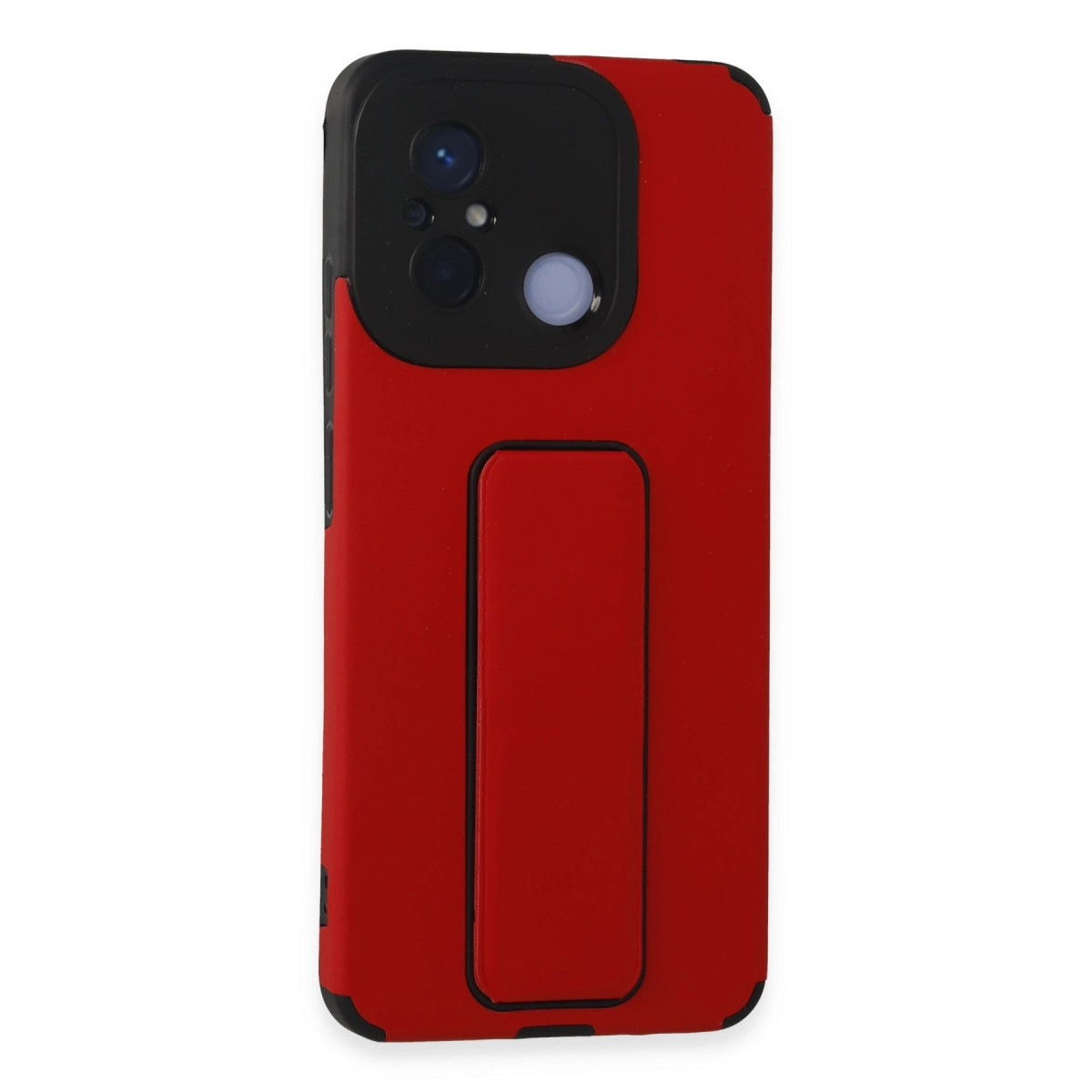 NEWFACE Xiaomi Redmi 12C Uyumlu  Mega Standlı Silikon Telefon Kılıfı Kırmızı