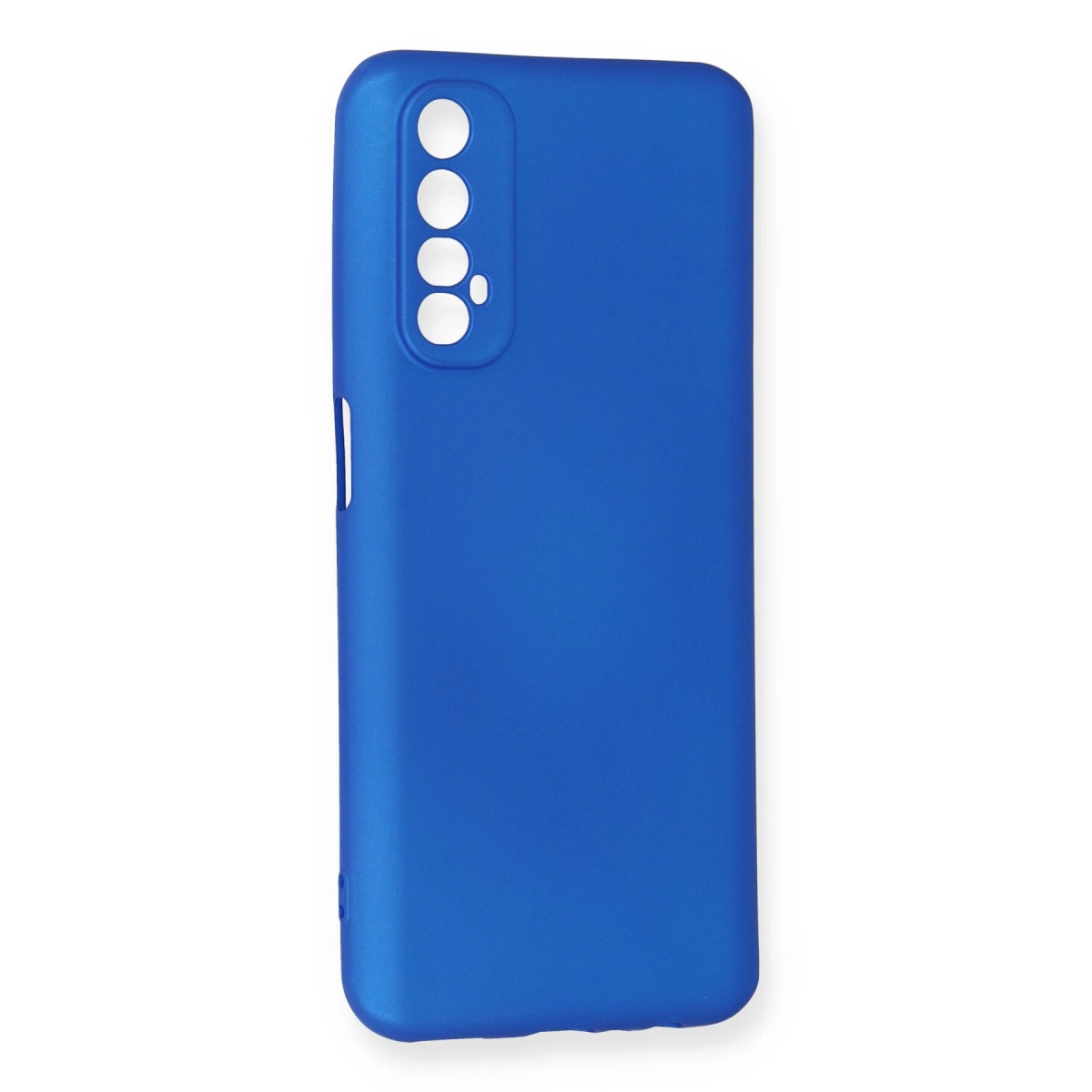 Kamera lensleri için kesikleri olan mavi telefon kılıfı.