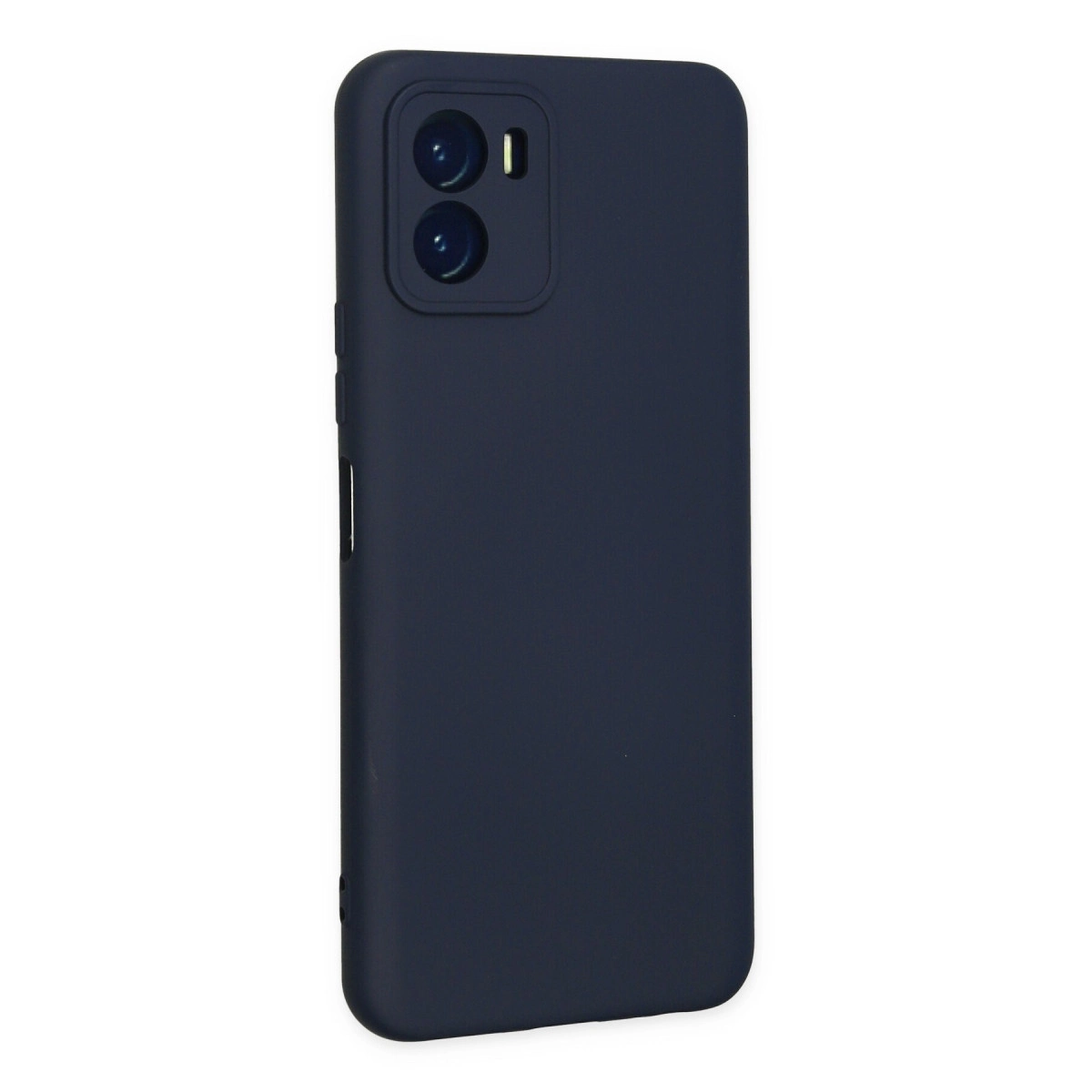 İki kamera lensi ve flaşlı lacivert telefon kılıfı.