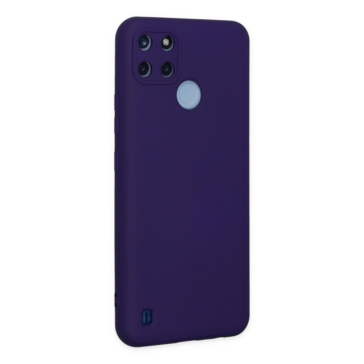 Dört kameralı ve parmak izi sensörlü mor telefon kılıfı.