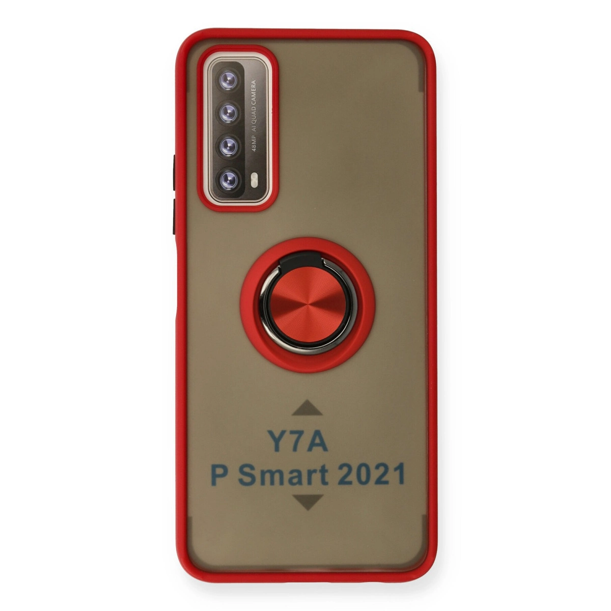 NEWFACE Huawei P Smart 2021 Uyumlu  Montreal Yüzüklü Silikon Kapak Telefon Kılıfı Kırmızı