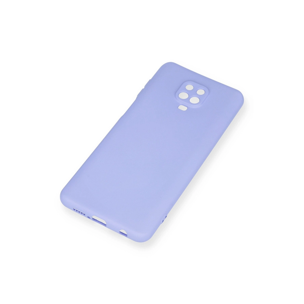 Kamera kesimli ve şarj portlu lavanta rengi telefon kılıfı.