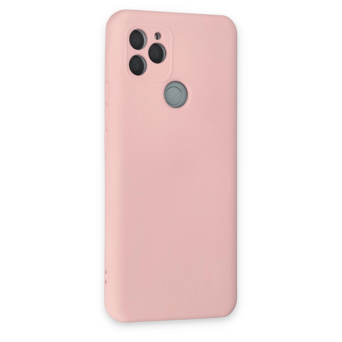 Kamera ünitesi ve parmak izi sensörlü pembe telefon kılıfı.