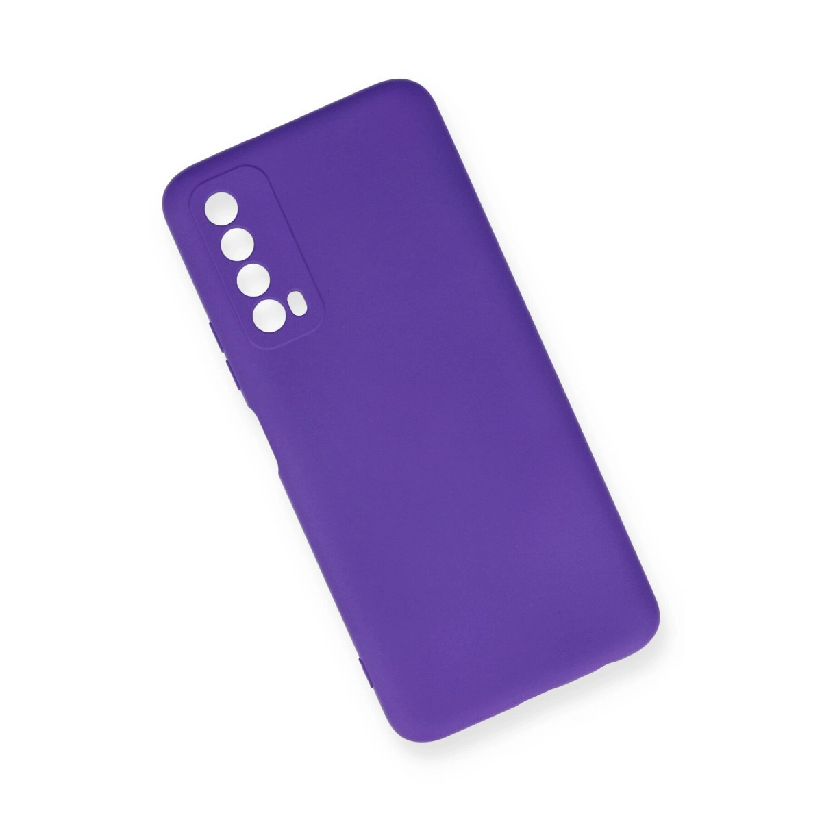 Kamera ve düğmeler için kesikleri olan mor telefon kılıfı.