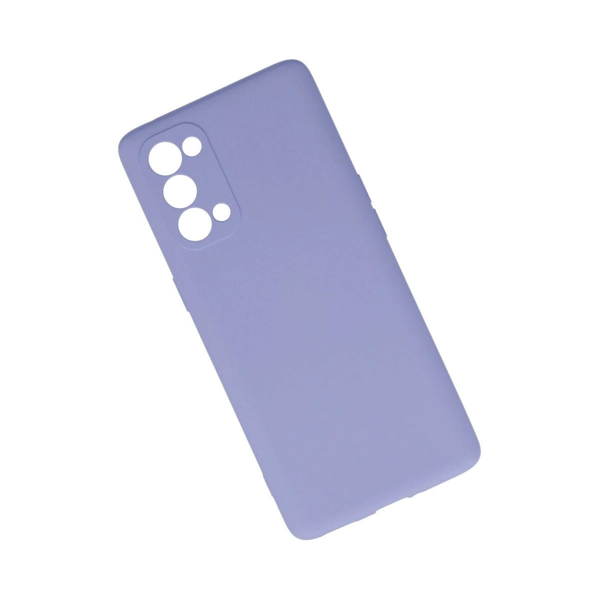 Beyaz arka plan üzerinde kamera kesimli leylak rengi telefon kılıfı.