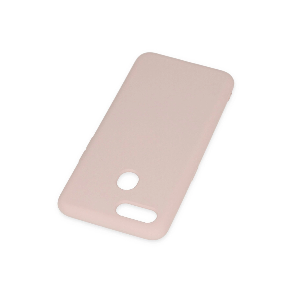 Kamera ve flaş için kesikleri olan pembe bir telefon kılıfı.
