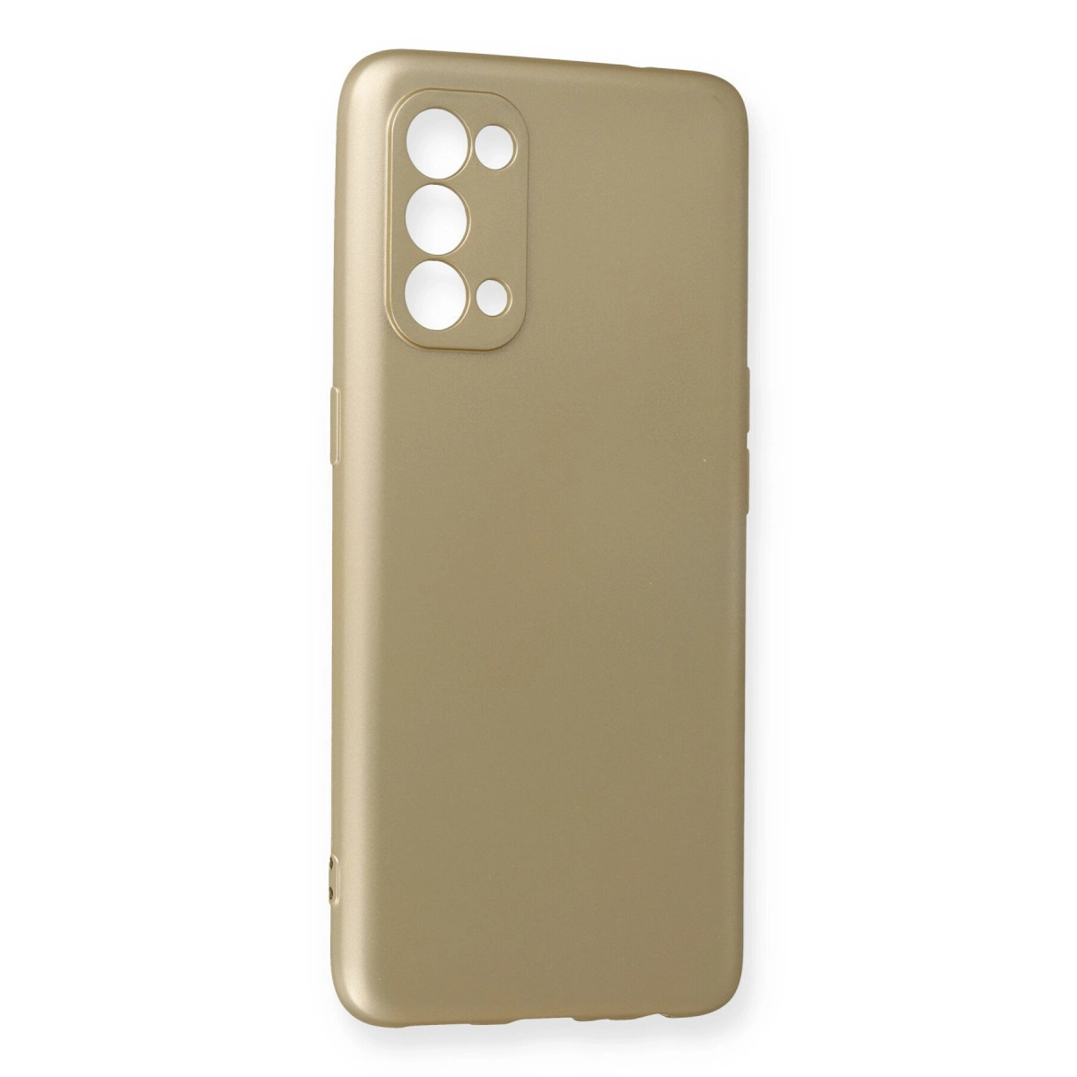 Kamera lensleri için kesiklere sahip altın rengi telefon kılıfı.