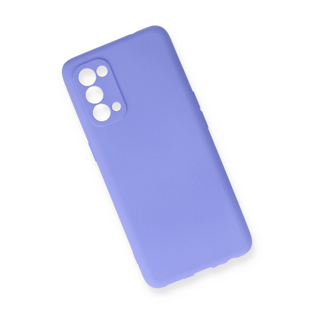 Kamera lensleri için kesikleri olan lavanta rengi telefon kılıfı.