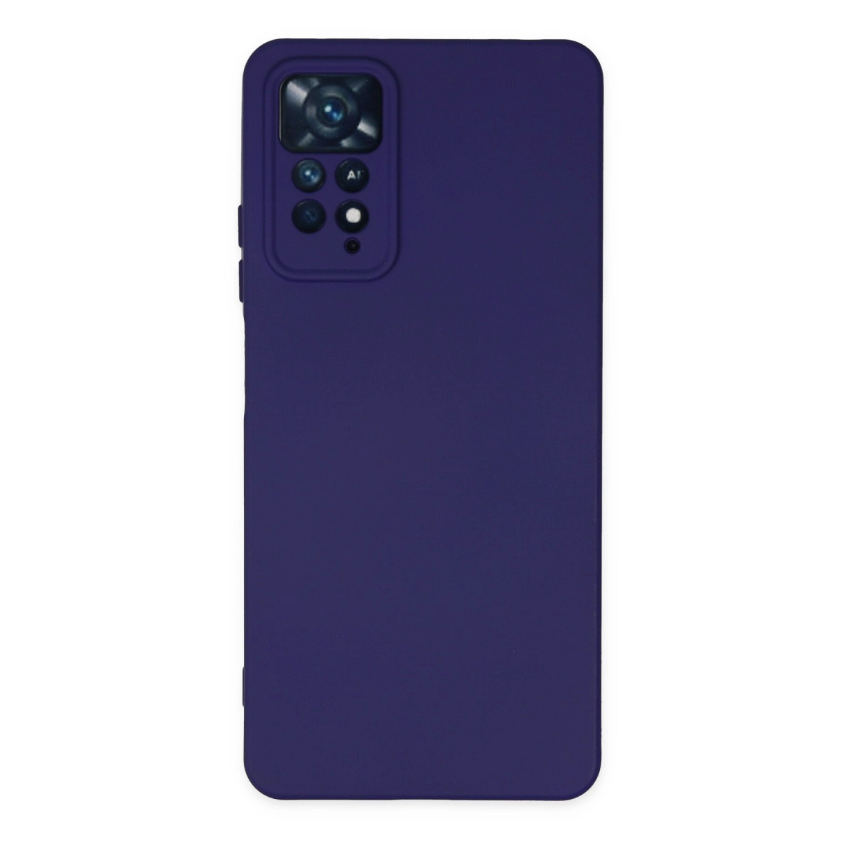 Arka kamera modüllü koyu mor telefon kılıfı.