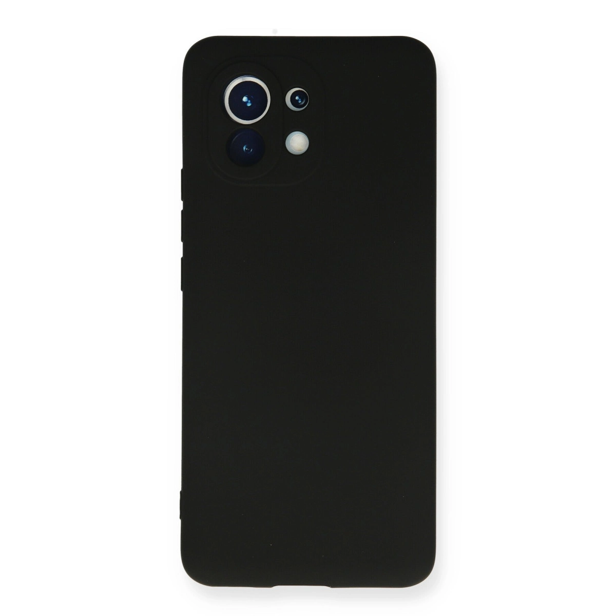 Sol üstte kamera lensi ve flaş ünitesi bulunan siyah telefon kılıfı.