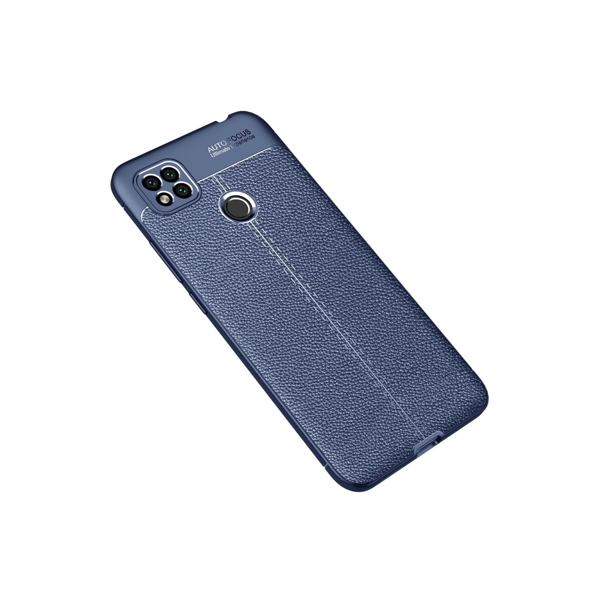 Doku yüzeyli ve kamera modüllü lacivert telefon kılıfı.