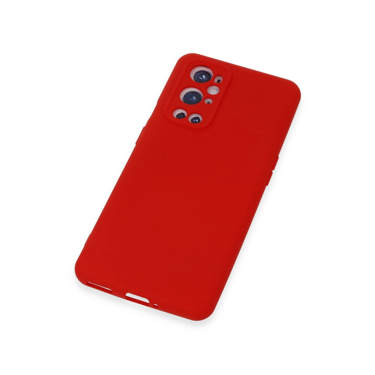 Kamera modülü kesimli kırmızı telefon kılıfı.