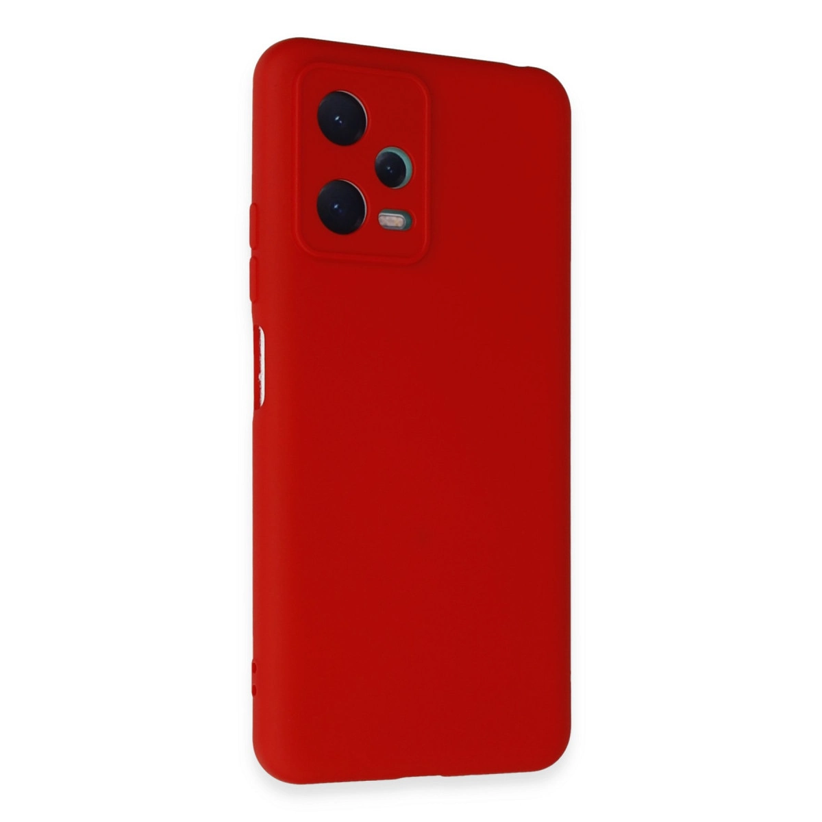 Arka kamera modülüne sahip kırmızı telefon kılıfı.