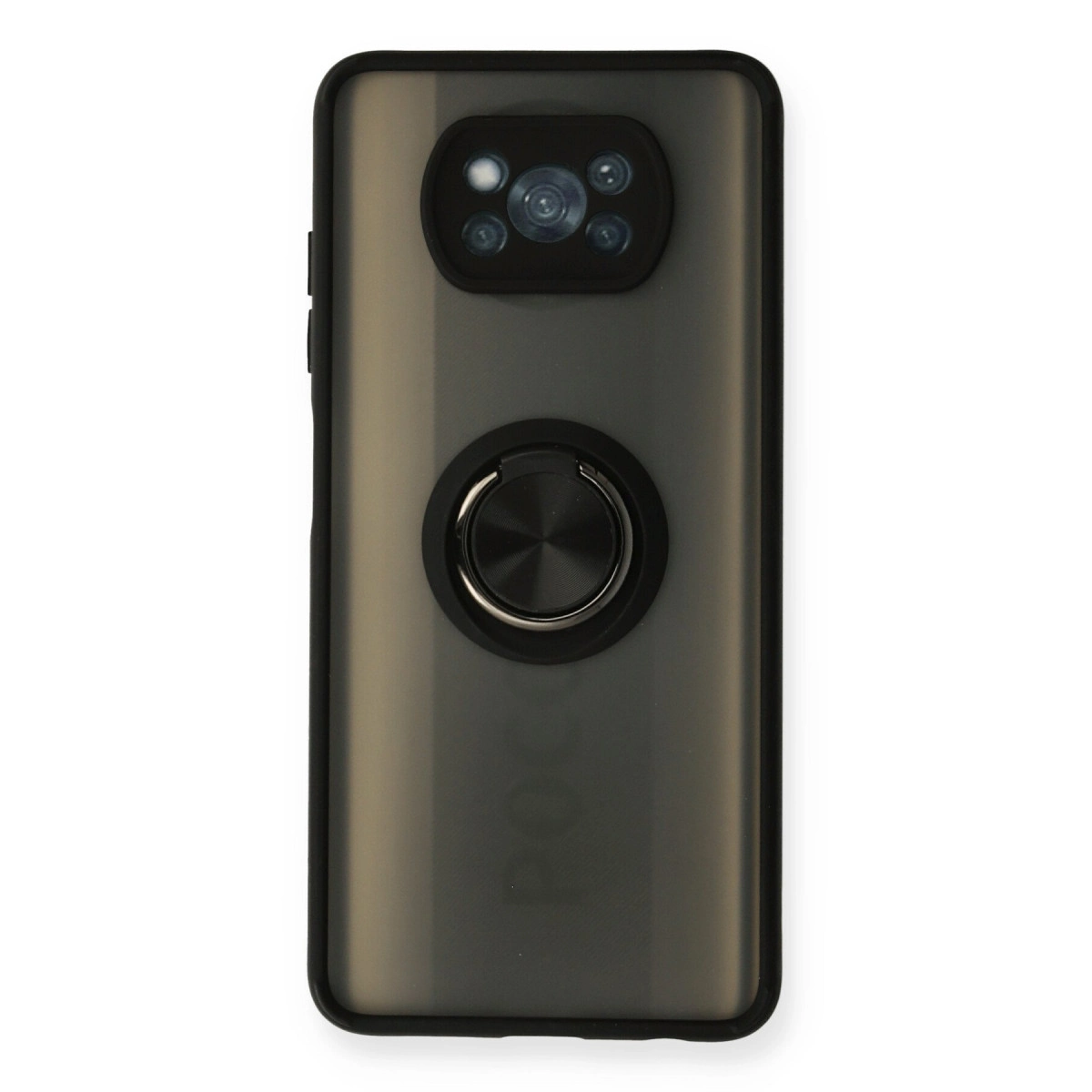 NEWFACE Xiaomi Pocophone X3 Uyumlu Montreal Yüzüklü Silikon Kapak Telefon Kılıfı Siyah
