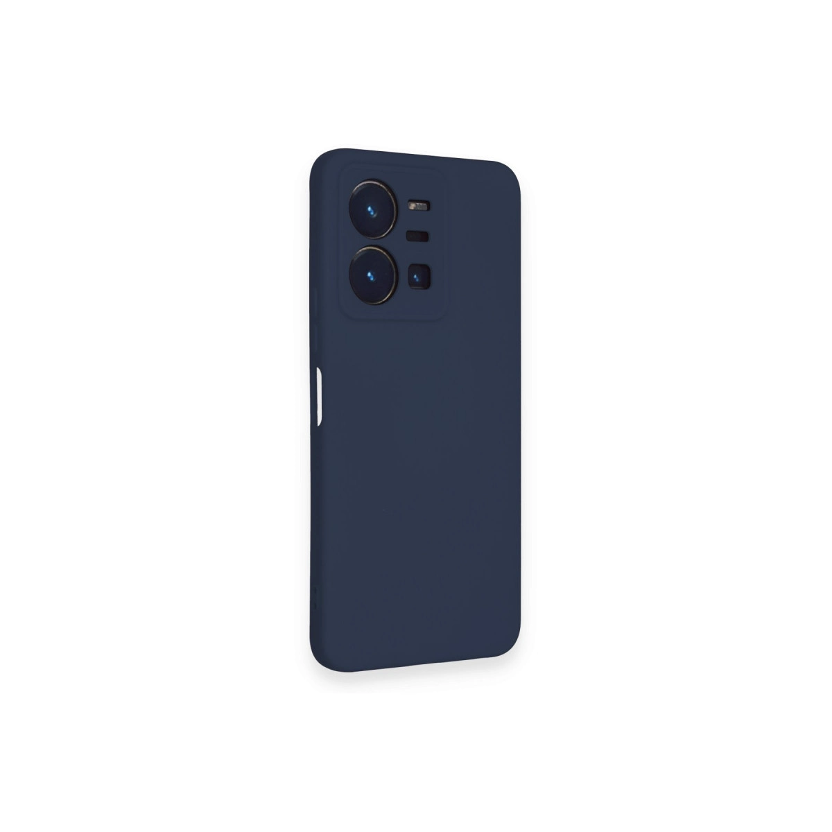 Çift lensli ve flaşlı lacivert telefon kılıfı.