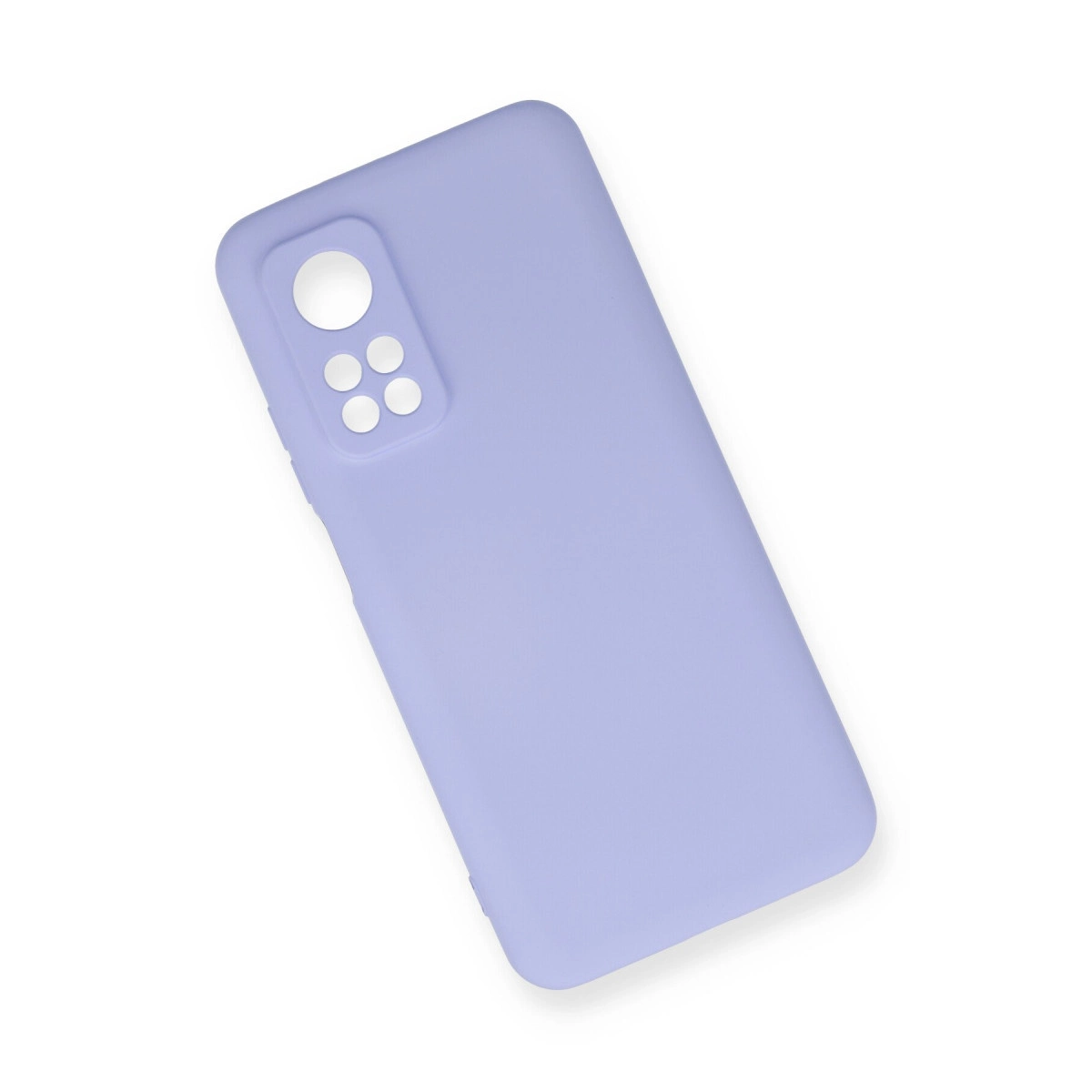 Dikdörtgen kamera modülüne sahip lavanta rengi telefon kılıfı.