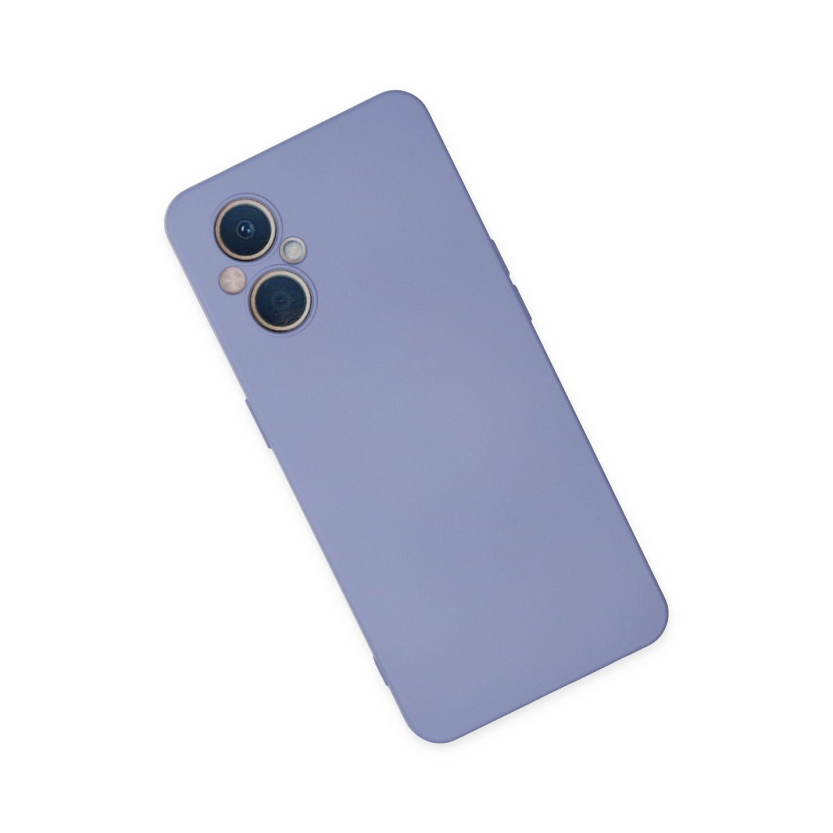 Lila telefon kılıfı, iki kamera lensi ve flaş beyaz arka planda.
