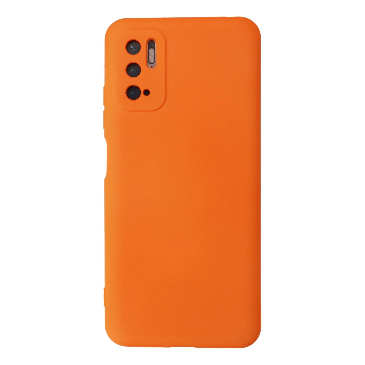 Arkada kamera kesimi olan parlak turuncu telefon kılıfı.