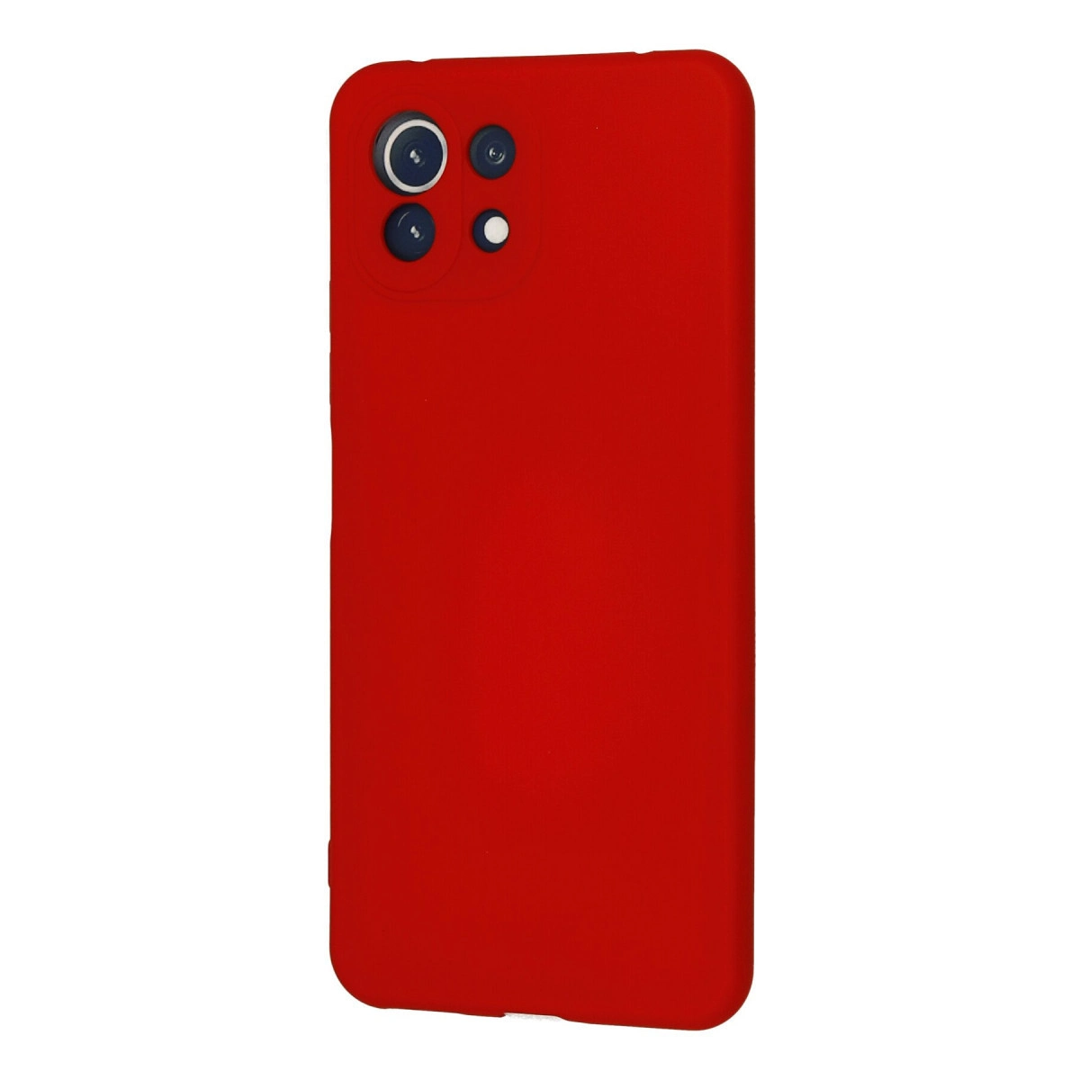 Arkada kamera modülü olan kırmızı telefon kılıfı.
