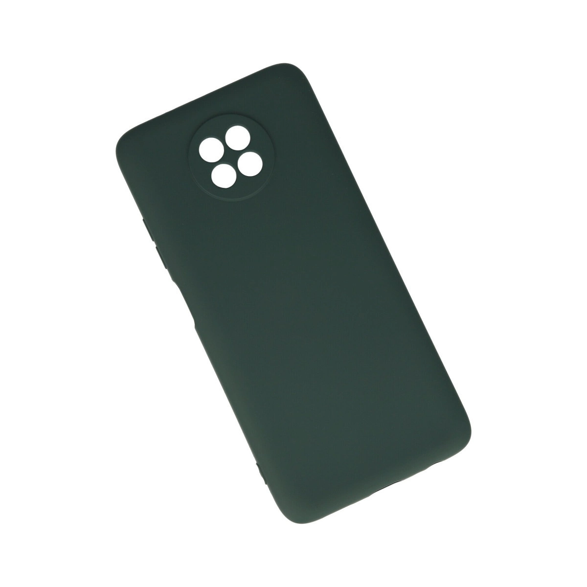 Arkada dört yuvarlak kamera deliği olan koyu yeşil telefon kılıfı.