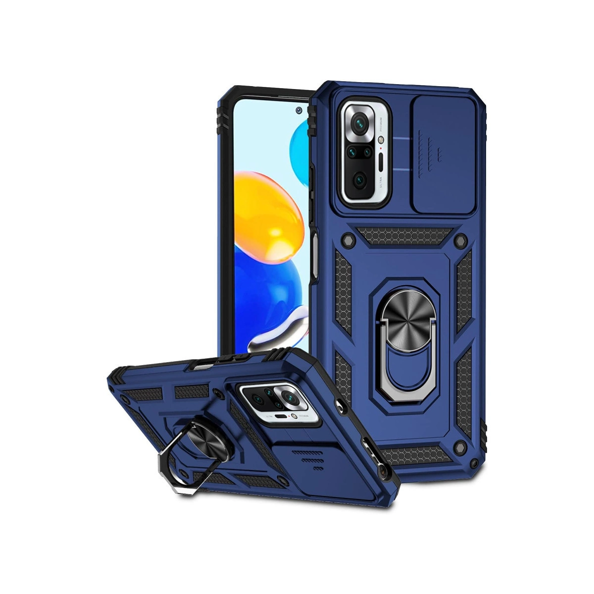 NEWFACE Xiaomi Redmi Note 10 Pro Uyumlu Pars Lens Yüzüklü Silikon Telefon Kılıfı Lacivert