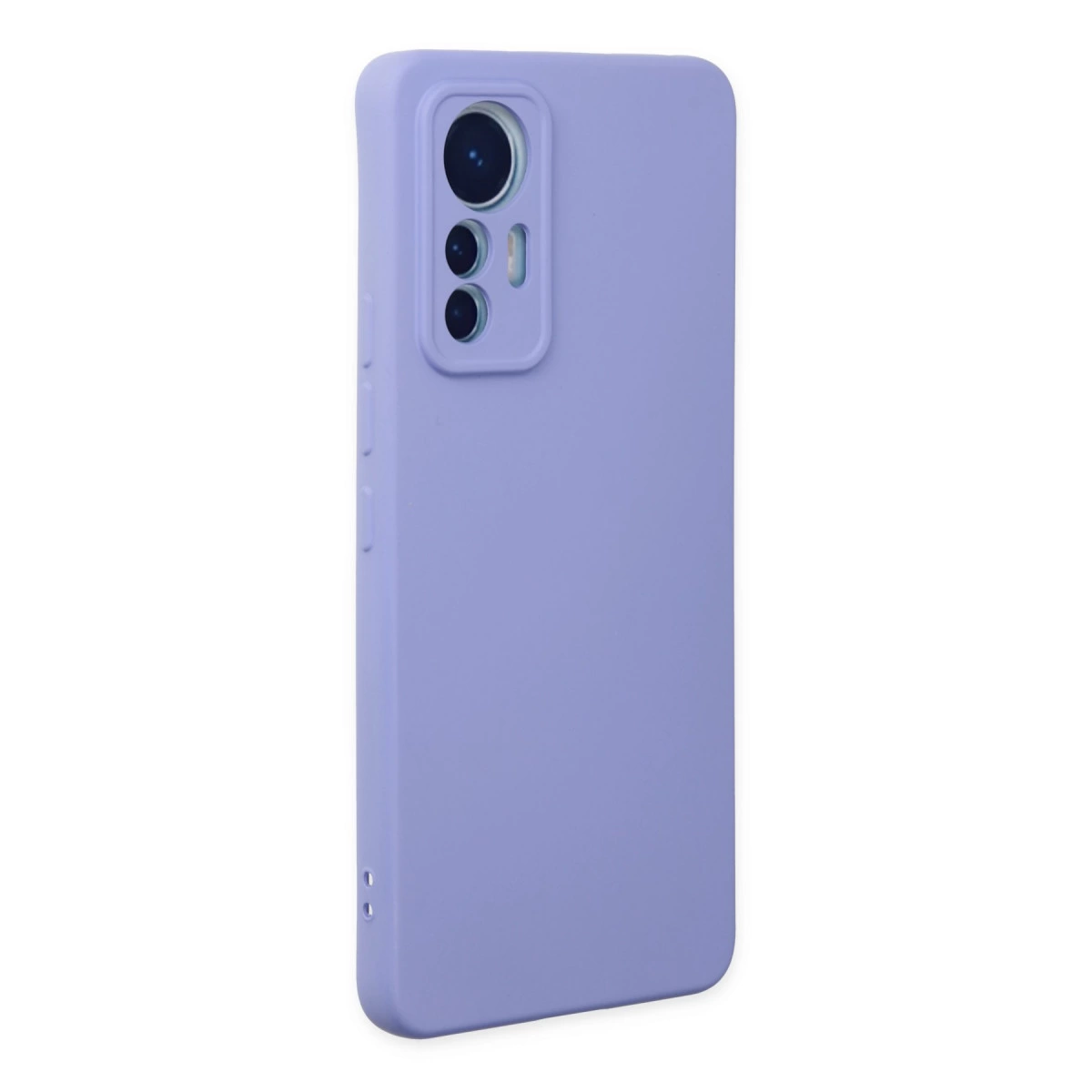 Arkada kamera modülü olan mor bir telefon kılıfı.