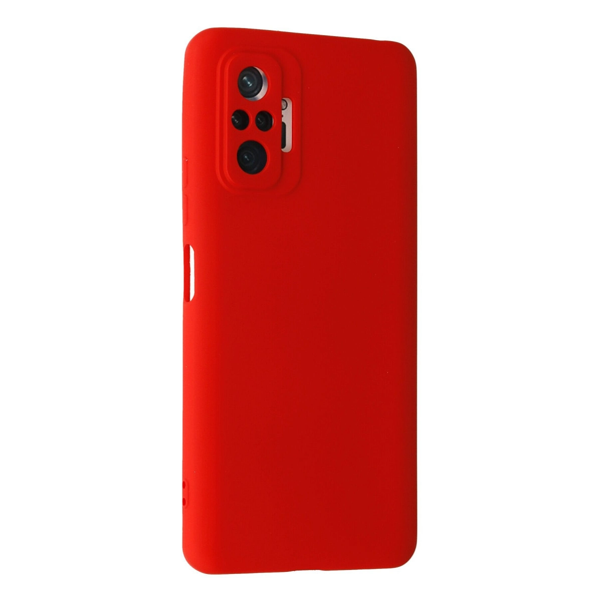 Arkada kamera modülü bulunan kırmızı telefon kılıfı.