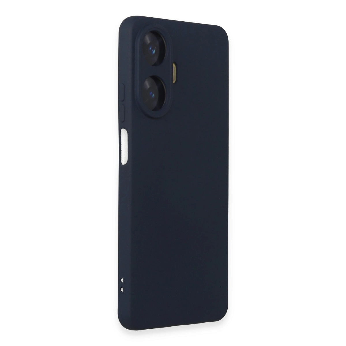 İki kamera lensli ve flaşlı lacivert telefon kılıfı.