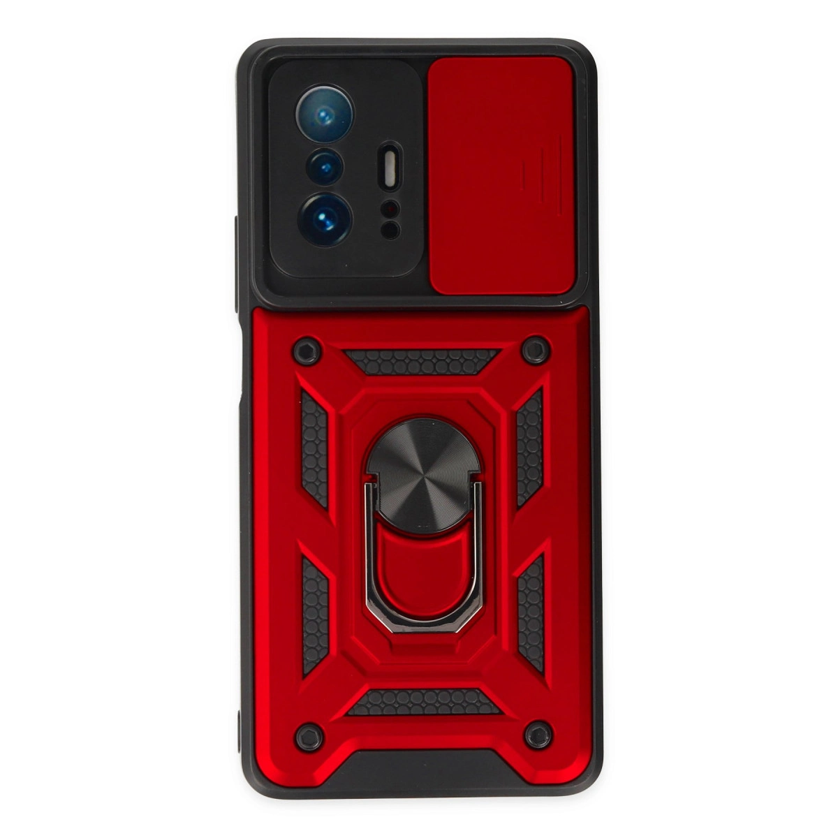 NEWFACE Xiaomi Mi 11t Pro Uyumlu Pars Lens Yüzüklü Silikon Telefon Kılıfı Kırmızı