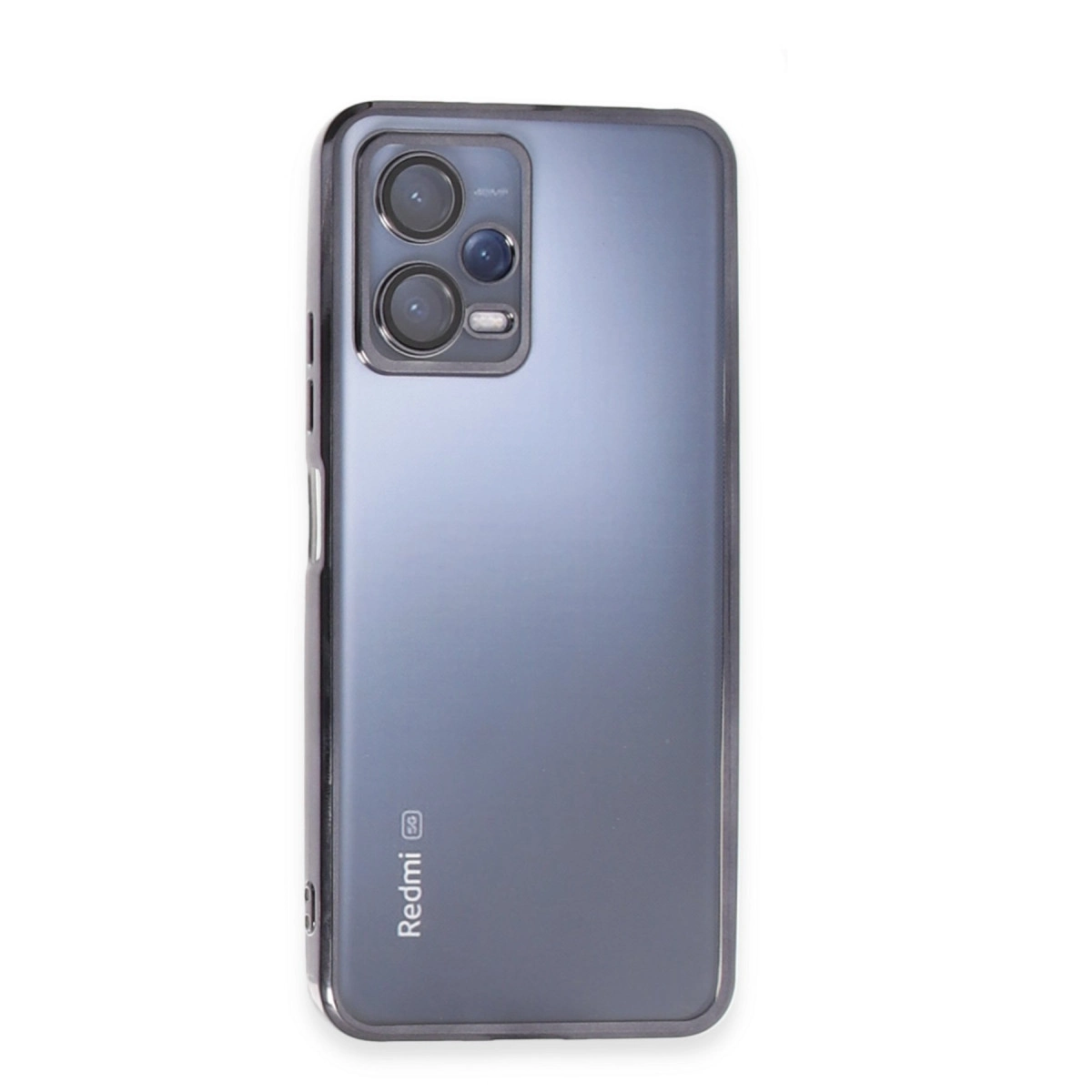 Üç kameralı gri akıllı telefonun arkası ve Redmi 5G logosu.
