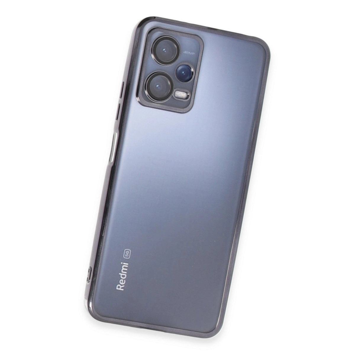 Üç kameralı gri akıllı telefonun arkası ve Redmi 5G logosu.