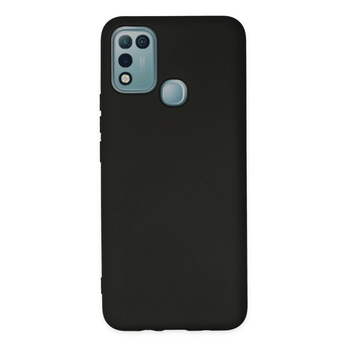 Kamera ve parmak izi sensörlü siyah telefon kılıfı.