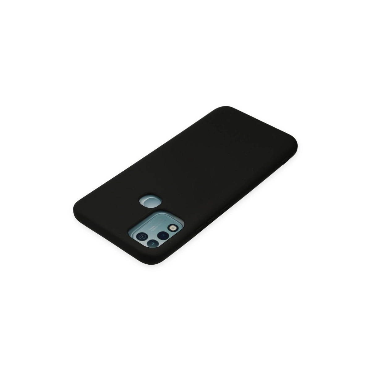 Kamera kesimli ve parmak izi sensörlü siyah telefon kılıfı.