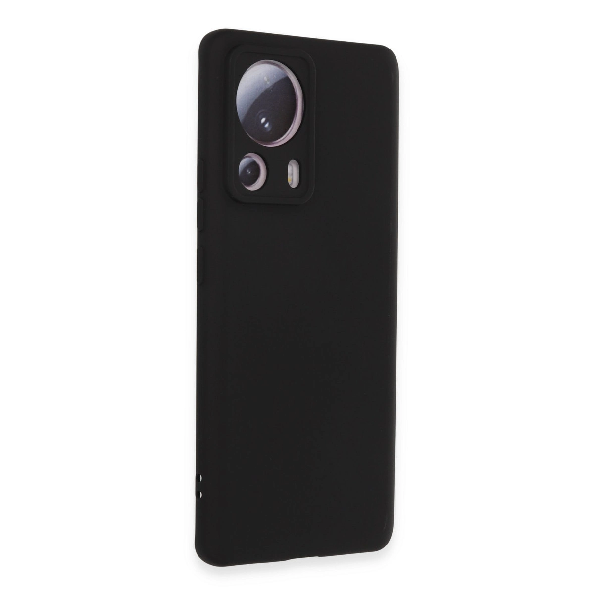 Sol üstte dikdörtgen kamera lens modülüne sahip siyah telefon kılıfı.