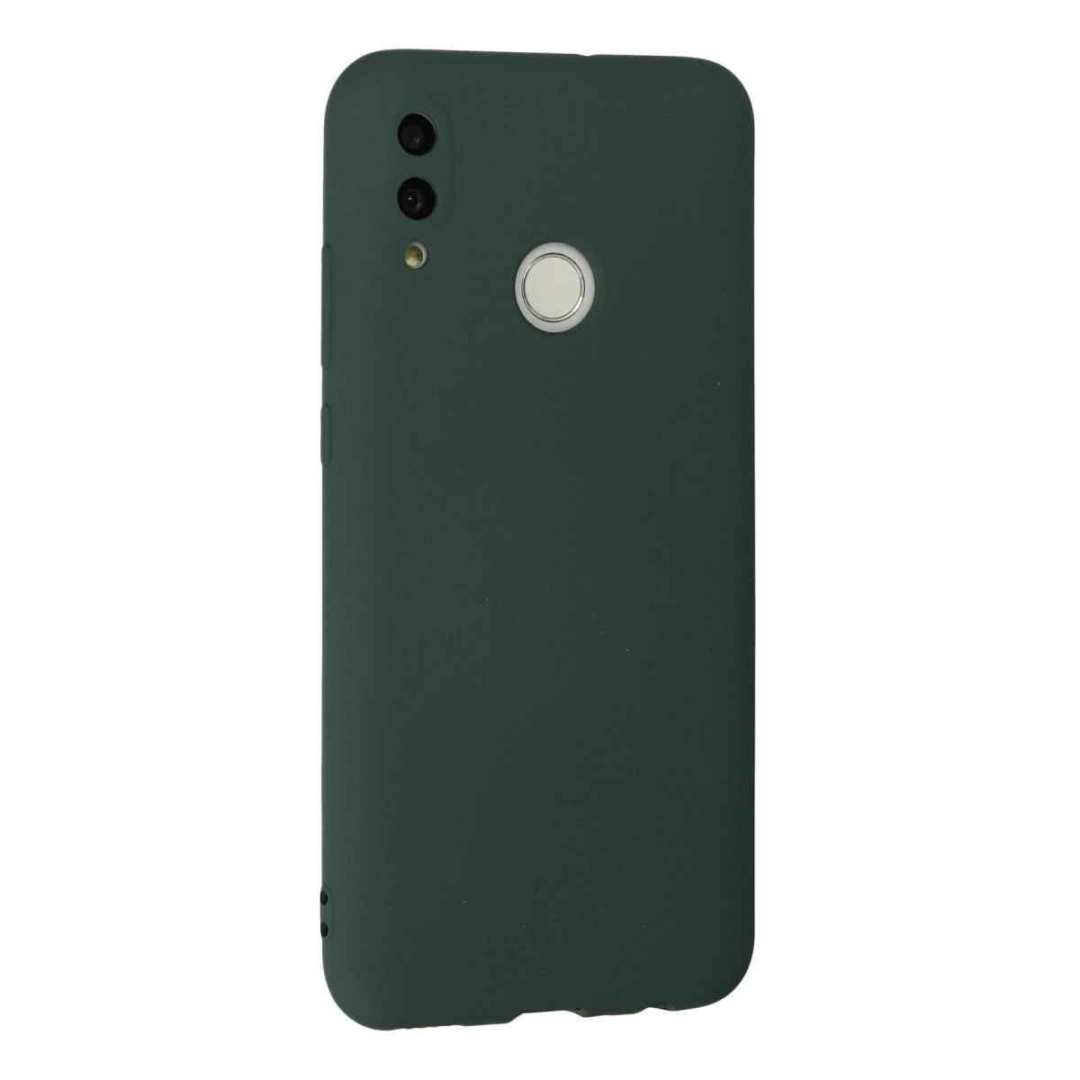 Üç kameralı ve parmak izi sensörlü koyu yeşil telefon kılıfı.