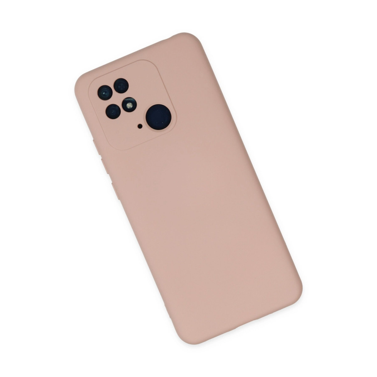 Dikdörtgen kamera modülü düzenine sahip tozlu pembe telefon kılıfı.