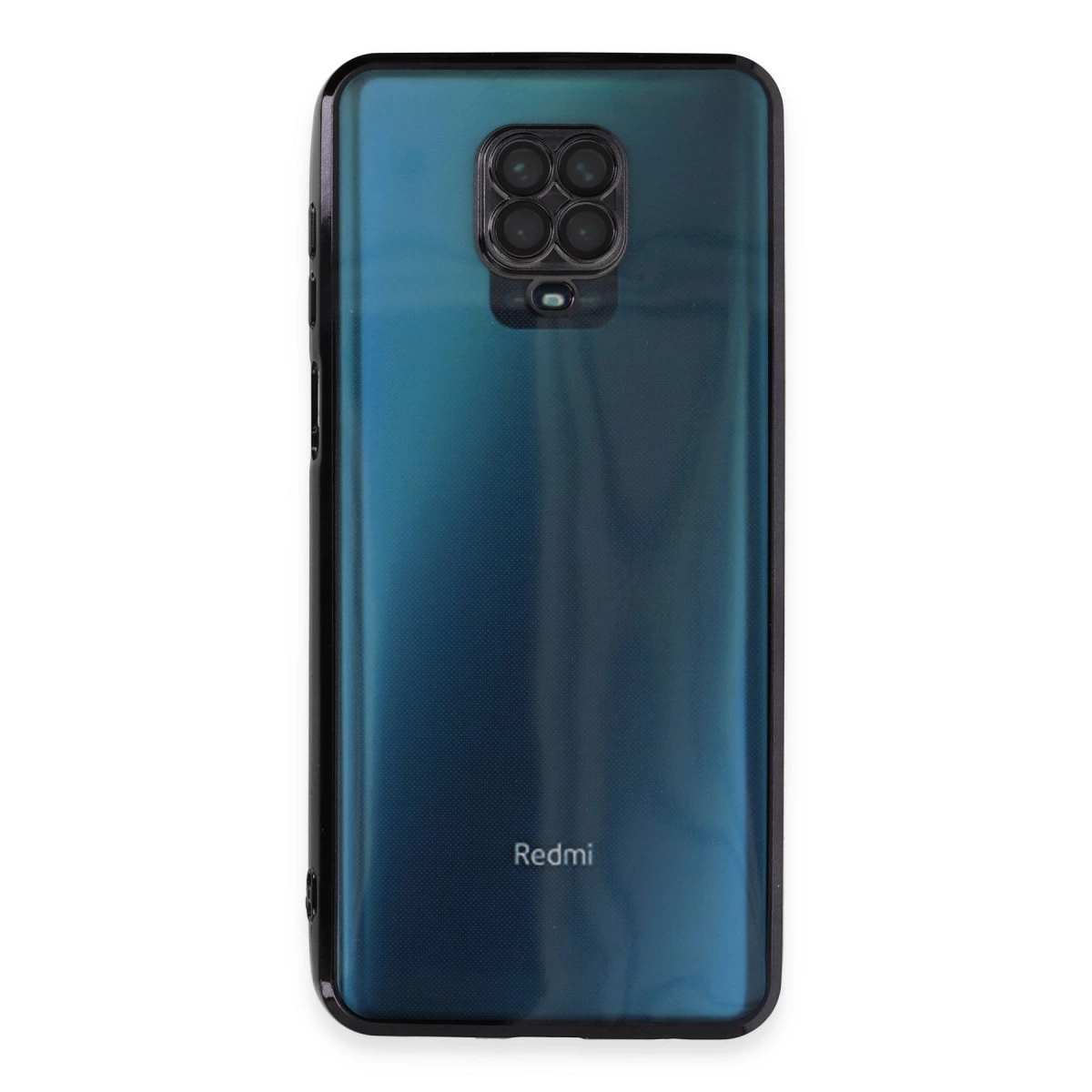 Dörtlü kameraya ve Redmi logosuna sahip akıllı telefonun arkası.