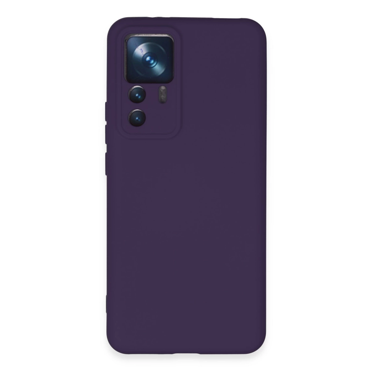 Sol üstte üçlü kamera kesimli koyu mor telefon kılıfı.