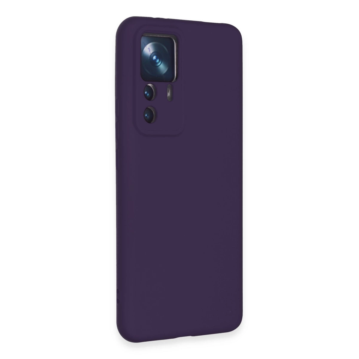 Arka kamera kesimli koyu mor telefon kılıfı.