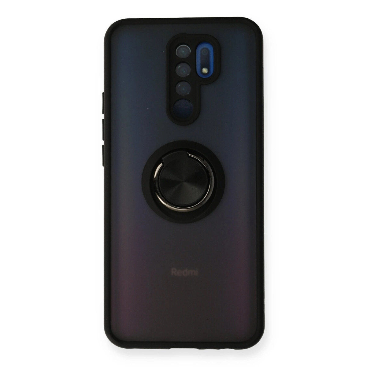 NEWFACE Xiaomi Redmi 9 Uyumlu Montreal Yüzüklü Silikon Kapak Telefon Kılıfı Siyah