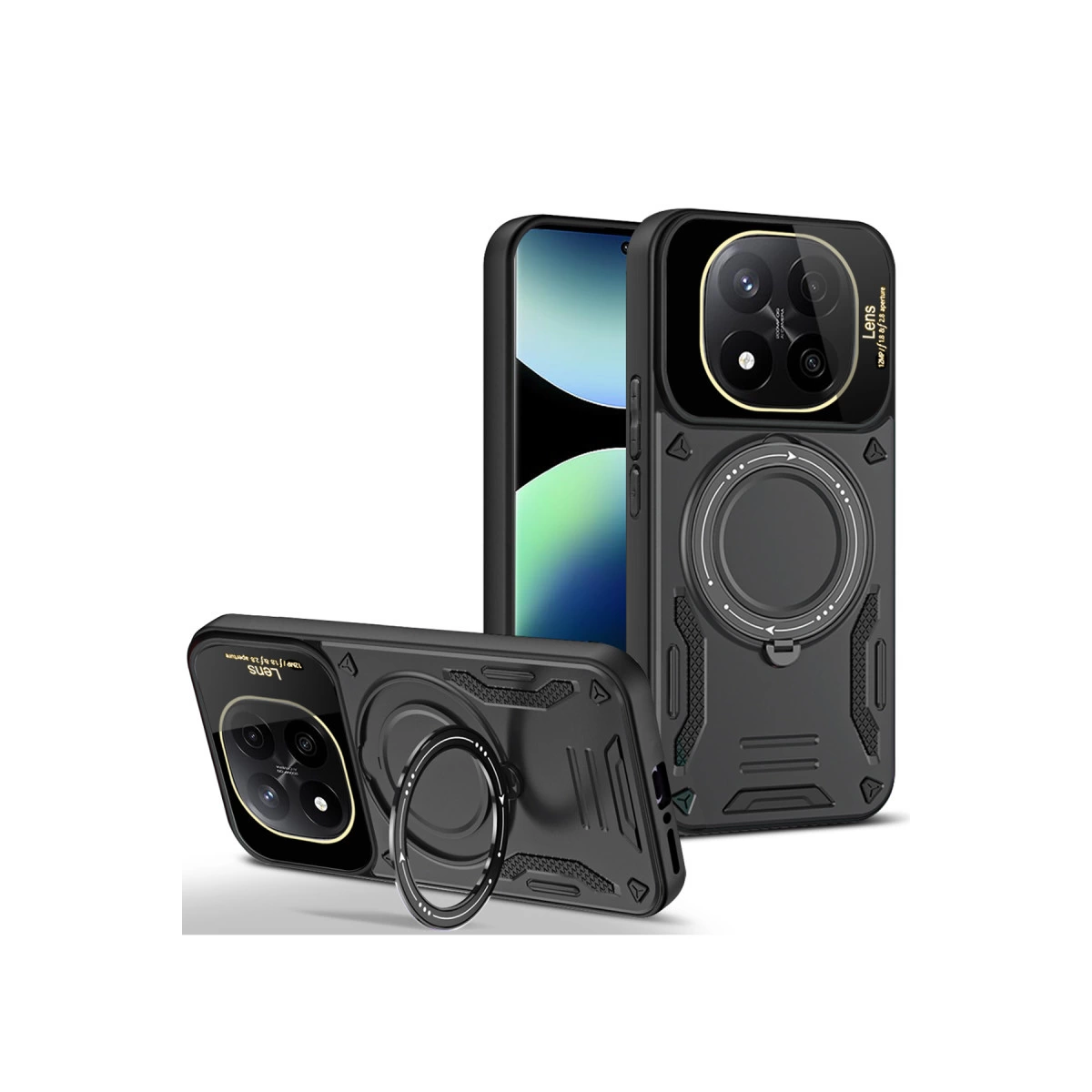 NEWFACE Xiaomi Redmi Note 14 Pro 5G Uyumlu Joy Lens Standlı Kapak Telefon Kılıfı Siyah