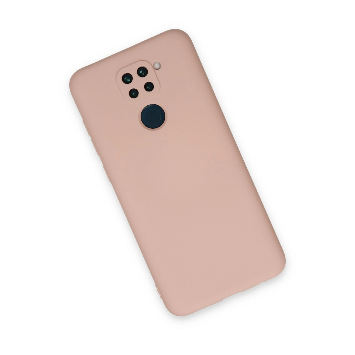 Beyaz arka plan üzerinde toz gül rengi telefon kılıfı.