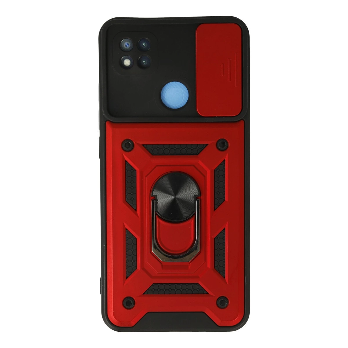 NEWFACE Xiaomi Redmi 9c Uyumlu Pars Lens Yüzüklü Silikon Telefon Kılıfı Kırmızı