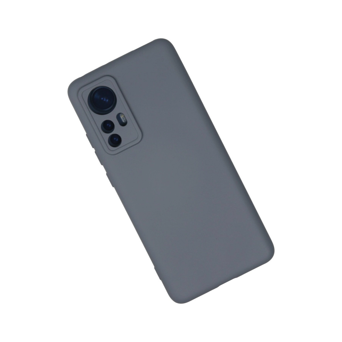 Arkada kamera lensli gri telefon kılıfı.