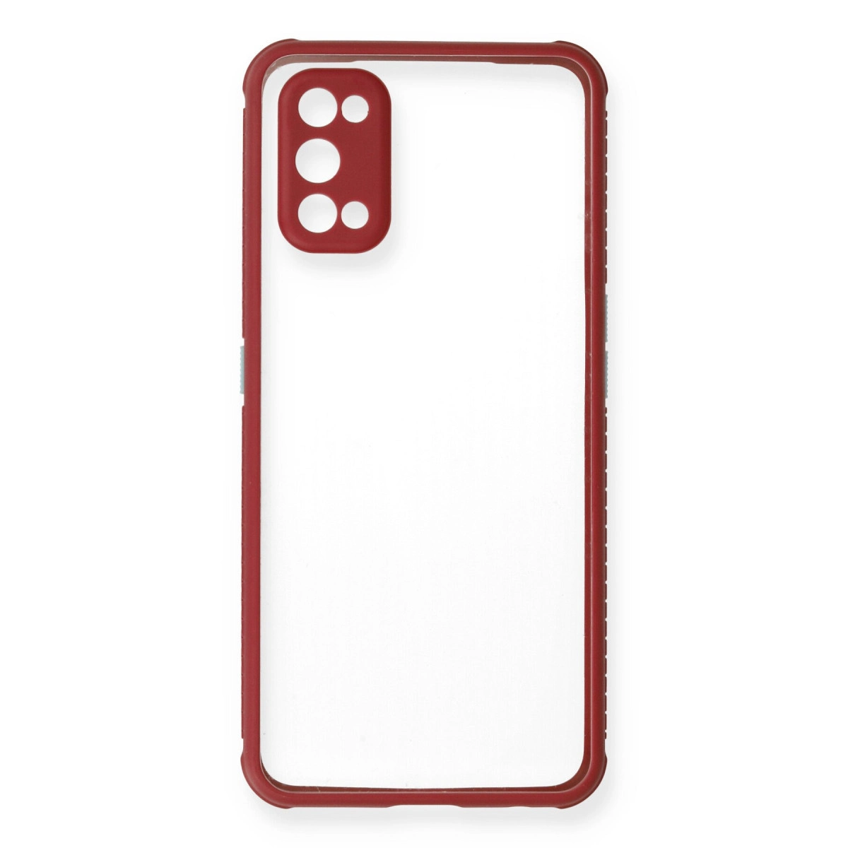 Kamera dizisi için kesikleri olan kırmızı telefon kılıfı.