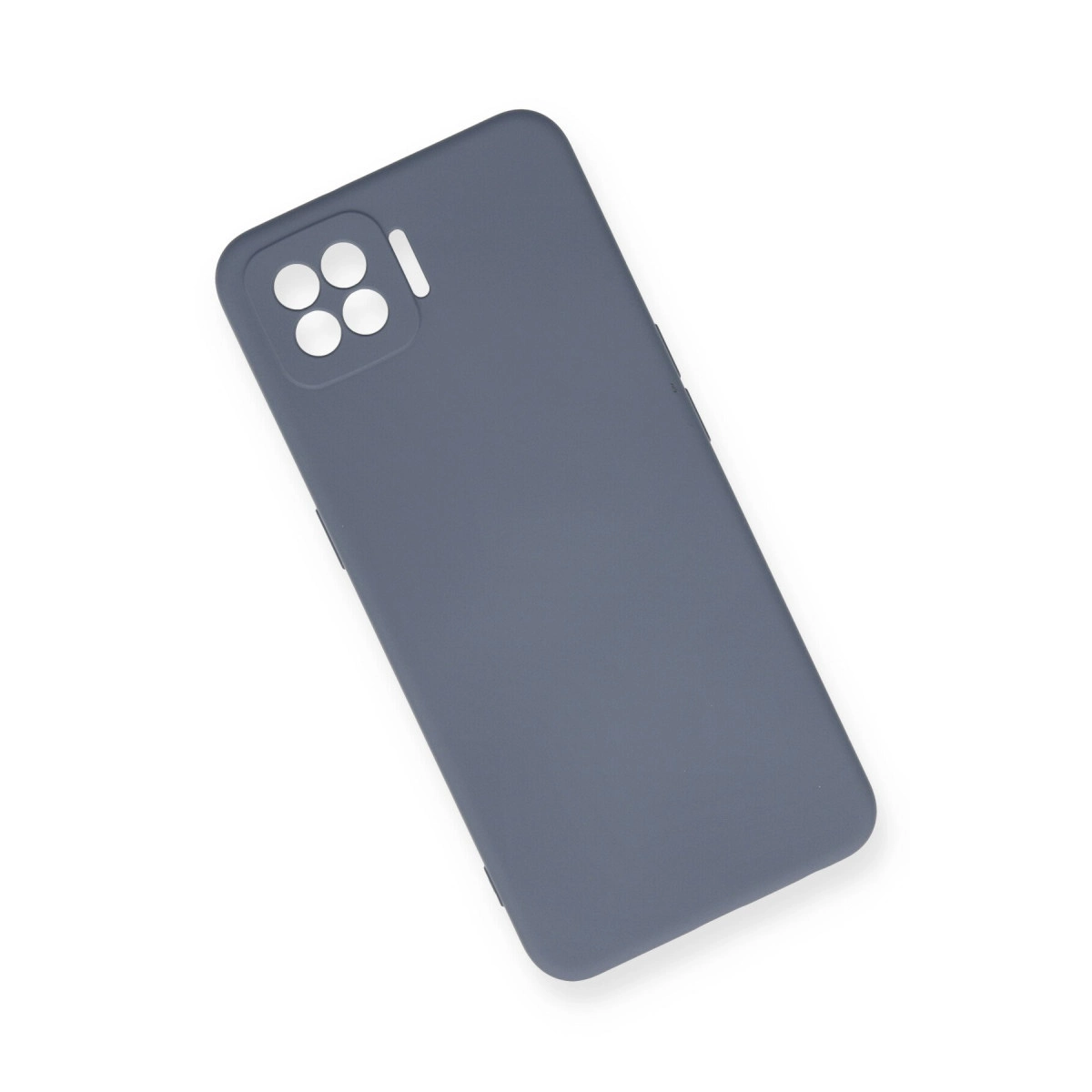 Dört yuvarlak kesikli kare kamera modülüne sahip koyu gri telefon kılıfı.