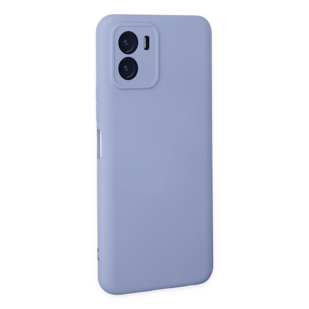 İki kamera lensli ve flaşlı, lavanta rengi telefon kılıfı.